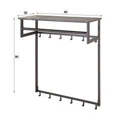 Kapstok roede 12 Haaks - 80x30x90 cm - Zwart Bruin - Melamine