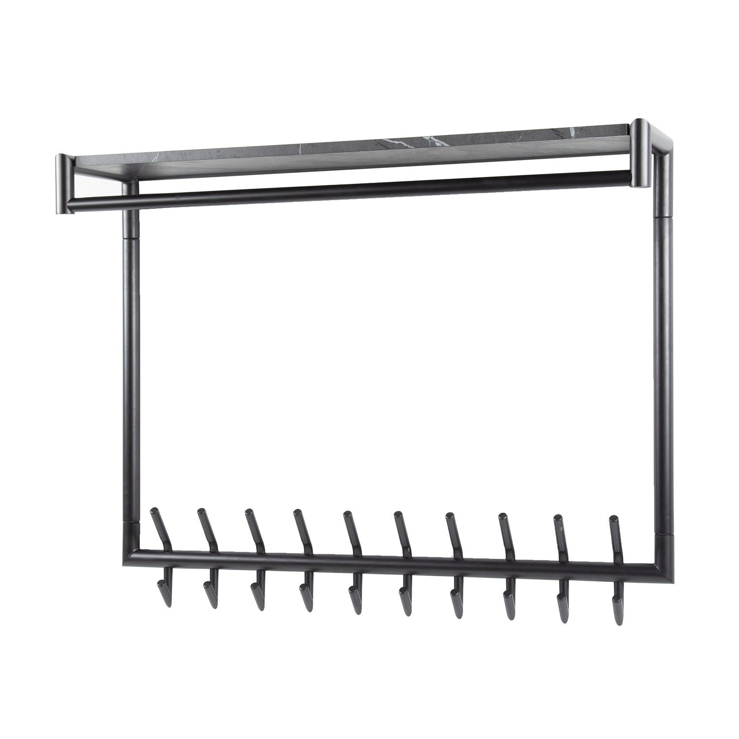Kapstok 20 Haaks Hoog Roede-Hoedenplank - 100x27x80 cm - Zwart Bruin - Melamine
