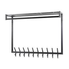 Kapstok 20 Haaks Hoog Roede-Hoedenplank - 100x27x80 cm - Zwart Bruin - Melamine