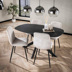 Eettafel Deens Ovaal - 150x90x76 cm - Zwart Bruin - Melamine