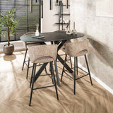 Bartafel Kruisframe Deens Ovaal - 140x80x93 cm - Zwart Bruin - Melamine