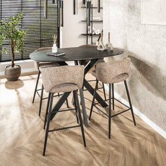 Bartafel Kruisframe Deens Ovaal - 140x80x93 cm - Zwart Bruin - Melamine