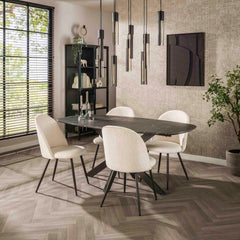 Eettafel Deens Ovaal - 180x90x77 cm - Zwart Bruin - Melamine