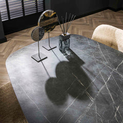 Eettafel Deens Ovaal - 180x90x77 cm - Zwart Bruin - Melamine