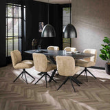 Eettafel Deens Ovaal - 215x105x77 cm - Zwart Bruin - Melamine