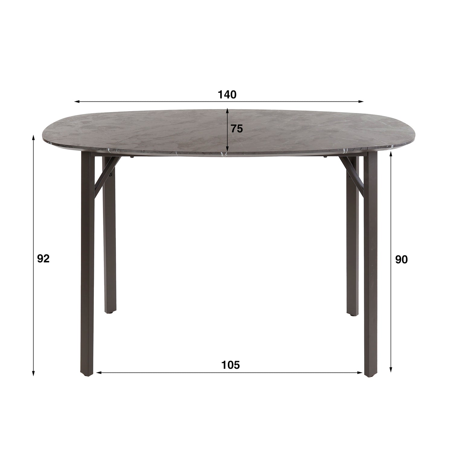 Bartafel Deens Ovaal - 140x75x92 cm - Zwart Bruin - Melamine