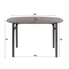 Bartafel Deens Ovaal - 140x75x92 cm - Zwart Bruin - Melamine