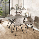 Eettafel Ovaal - 160x90x76 cm - Betonlook Grijs - 3D