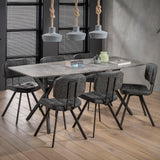 Eettafel Ovaal - 190x90x76 cm - Betonlook Grijs - 3D
