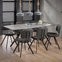 Eettafel Ovaal - 190x90x76 cm - Betonlook Grijs - 3D