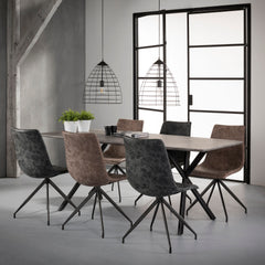 Eettafel Ovaal - 190x90x76 cm - Betonlook Grijs - 3D