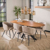 Eettafel Cliff Ovale Buis - 215x105x76 cm - Zandkleur - Mango