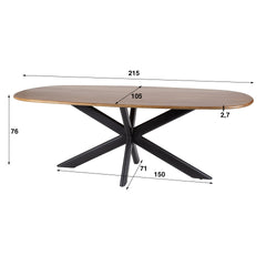 Eettafel Cliff Ovale Buis - 215x105x76 cm - Zandkleur - Mango