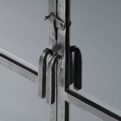 Dressoir Rift Metal met 4 Deuren - 180x40x92 cm - Gun Metal