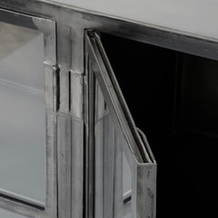 Dressoir Rift Metal met 4 Deuren - 180x40x92 cm - Gun Metal