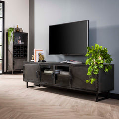 TV-meubel Rift Metal - 180x40x51 cm - Gun Metal