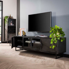 TV-meubel Rift Metal - 180x40x51 cm - Gun Metal