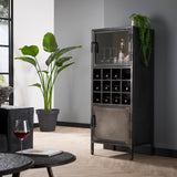 Wijnkast Ruff metal - 55x40x135 cm - Gun Metal