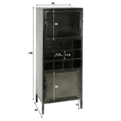 Wijnkast Ruff metal - 55x40x135 cm - Gun Metal