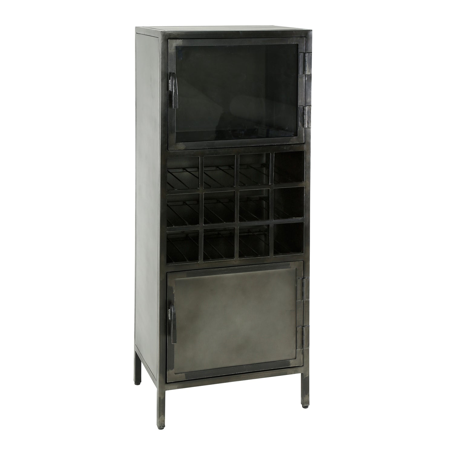Wijnkast Ruff metal - 55x40x135 cm - Gun Metal