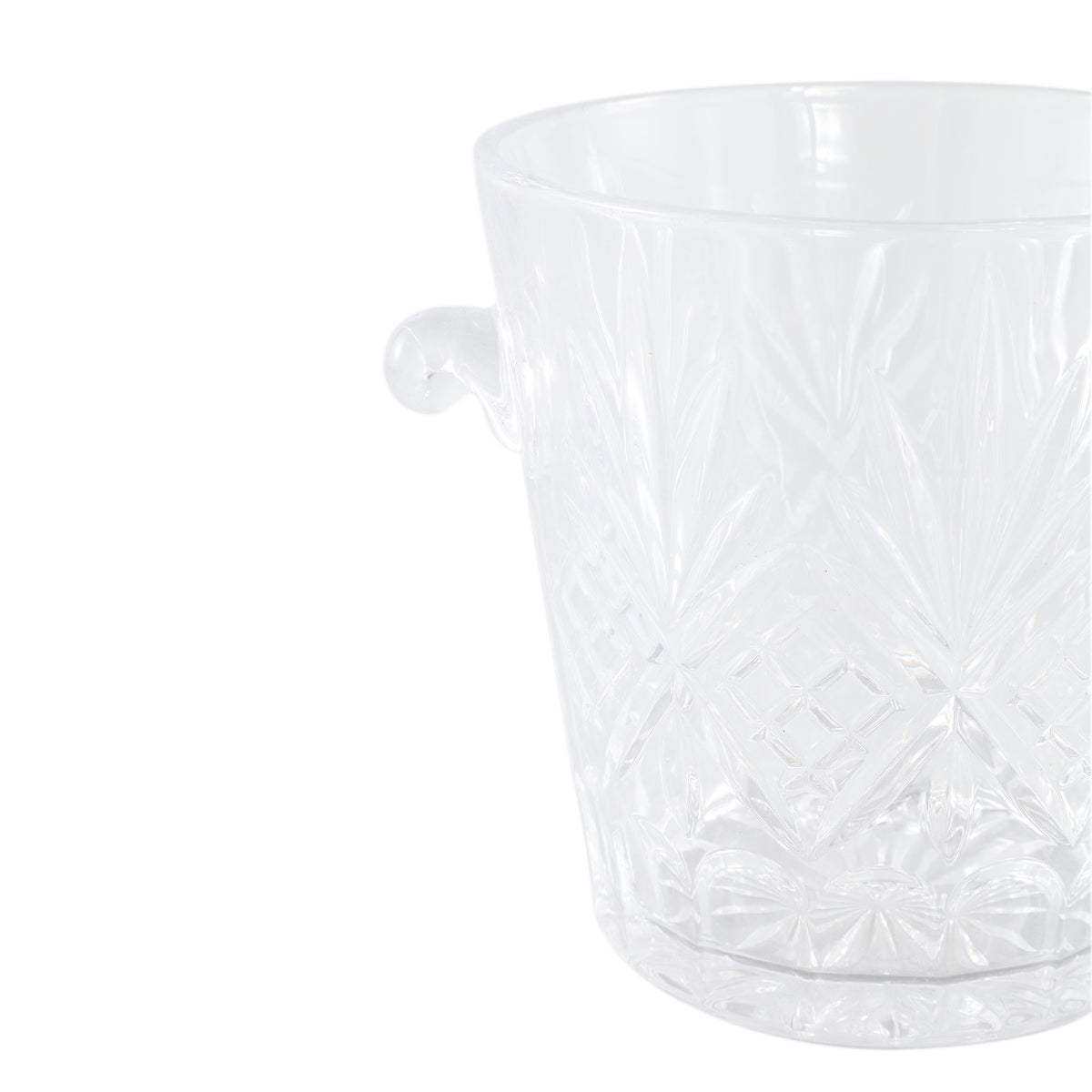 Glass Crystal Clear Round Ice Bucket
