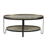 Kae Gold Oval Alu Black Iron Coffee Table 2 Layers