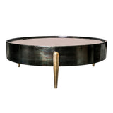 Mirror Alu Oxidised Black Coffee Table Round