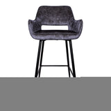 Fallon Velvet Anthracite Bar Stool Black Metal Leg (set of 2)