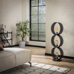 Vloerlamp met 3 lampen ring geperforeerd - 40x30x122 cm - Charcoal