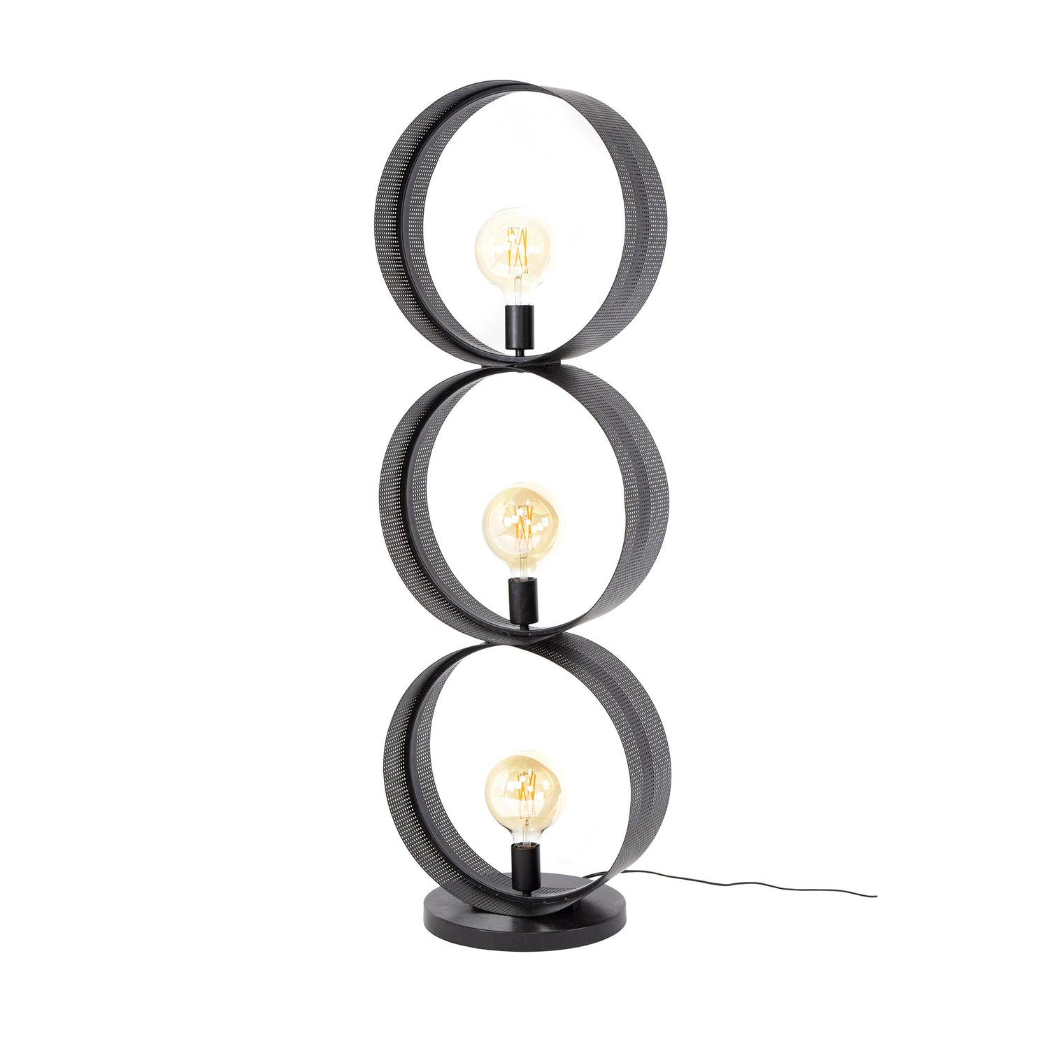 Vloerlamp met 3 lampen ring geperforeerd - 40x30x122 cm - Charcoal