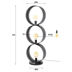 Vloerlamp met 3 lampen ring geperforeerd - 40x30x122 cm - Charcoal
