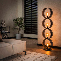 Vloerlamp 4L Ring Geperforeerd - 40x30x162 cm - Charcoal
