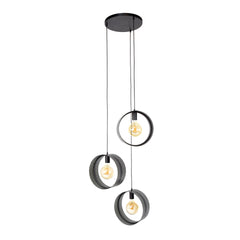 Hanglamp met 3 lampen ring geperforeerd - 50x50x180 cm - Charcoal