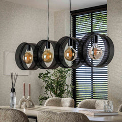Hanglamp met 4 lampen ring geperforeerd - 120x15x150 cm - Charcoal