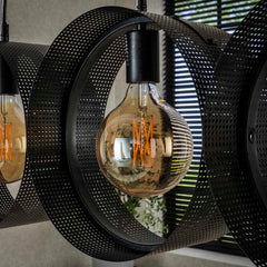 Hanglamp met 4 lampen ring geperforeerd - 120x15x150 cm - Charcoal