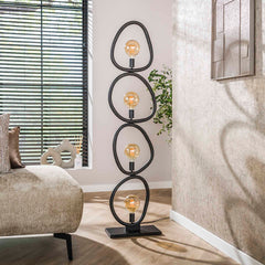 Vloerlamp Pebble met 4 lampen - 40x20x165 cm - Artic Zwart