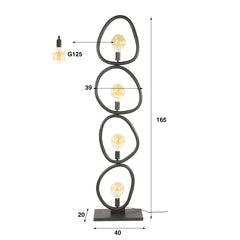 Vloerlamp Pebble met 4 lampen - 40x20x165 cm - Artic Zwart