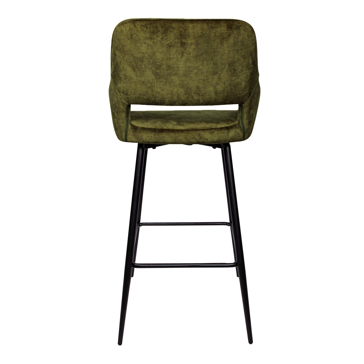Fallon Velvet Green Bar Stool Black Metal Leg KD (set of 2)