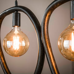 Hanglamp met 4 Lampen Pebble - 140x8x150 cm - Artic Zwart