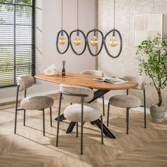 Hanglamp met 4 Lampen Pebble - 140x8x150 cm - Artic Zwart
