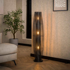Vloerlamp 120 3L Cylinder Mesh - 27x27x120 cm - Charcoal