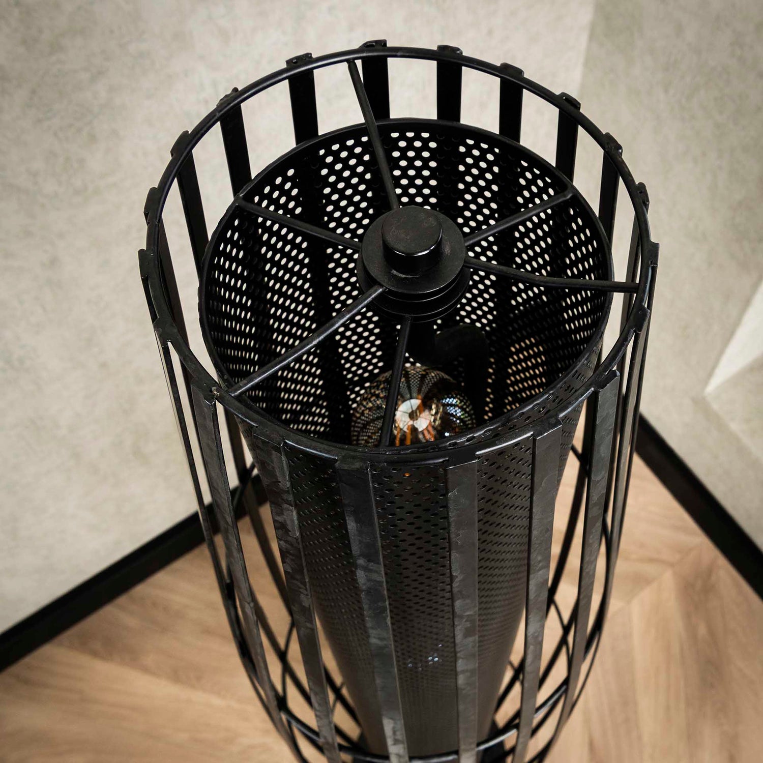 Vloerlamp 120 3L Cylinder Mesh - 27x27x120 cm - Charcoal