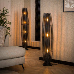 Vloerlamp 120 3L Cylinder Mesh - 27x27x120 cm - Charcoal