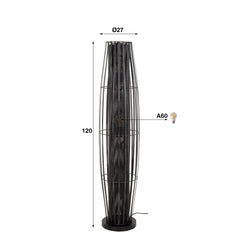 Vloerlamp 120 3L Cylinder Mesh - 27x27x120 cm - Charcoal