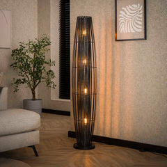 Vloerlamp 150 met 4 Lampen Cylinder Mesh - 29x29x150 cm - Charcoal