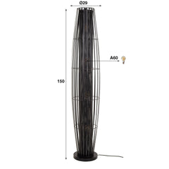 Vloerlamp 150 met 4 Lampen Cylinder Mesh - 29x29x150 cm - Charcoal