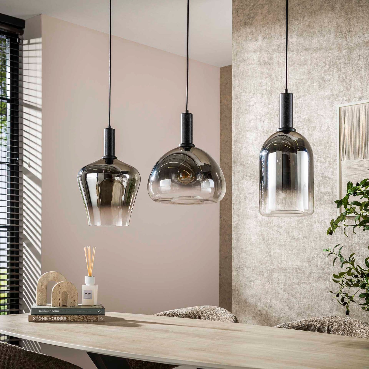 Hanglamp met 3 Lampen Zenith Mix - 105x28x150 cm - Artic Zwart