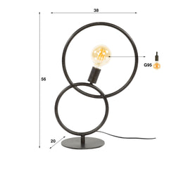 Tafellamp Loop met 1 lamp - 38x20x56 cm - Artic Zwart