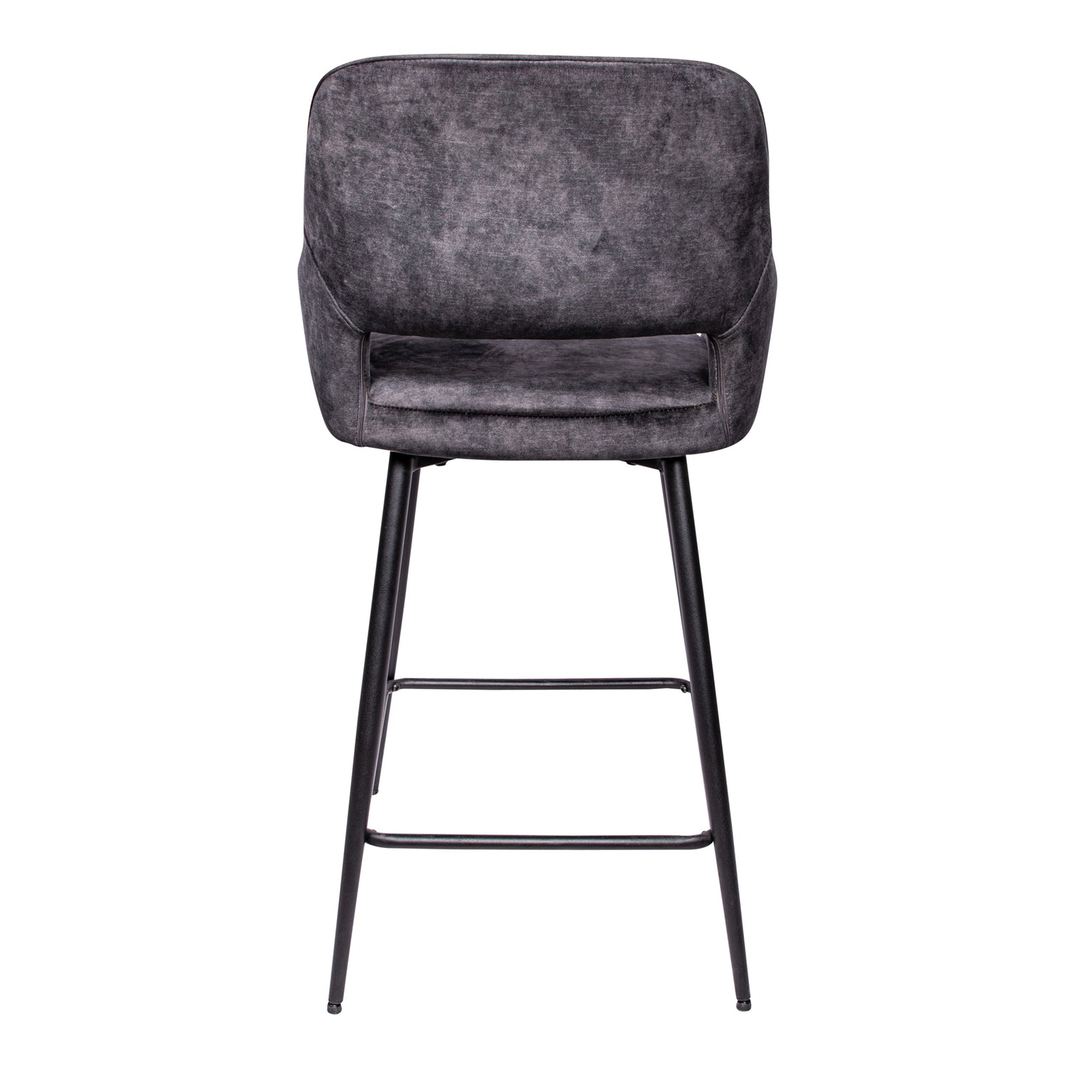 Fal LOW Velvet Anthracite Bar Stool Black Metal Le (set of 2)