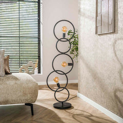 Vloerlamp Loop met 3 lampen - 44x30x140 cm - Artic Zwart
